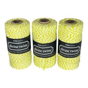 NEW Pack (3)  Bakers Twine 100% Cotton 240 Yards, 4 PLY Yellow White Stripe NWT